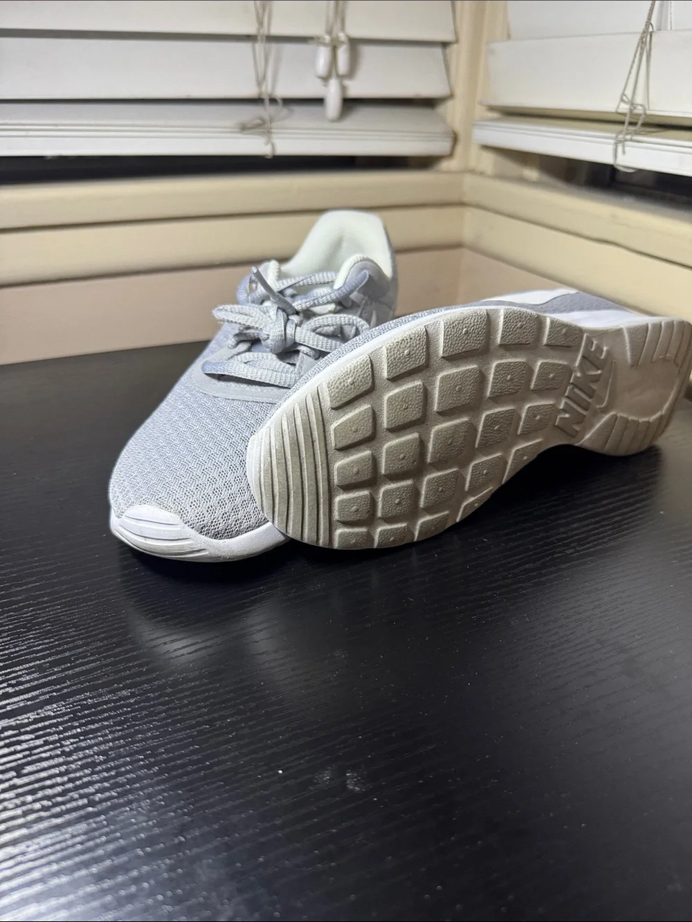 Women Nike Light Gray Mesh Sneakers with White Swoosh